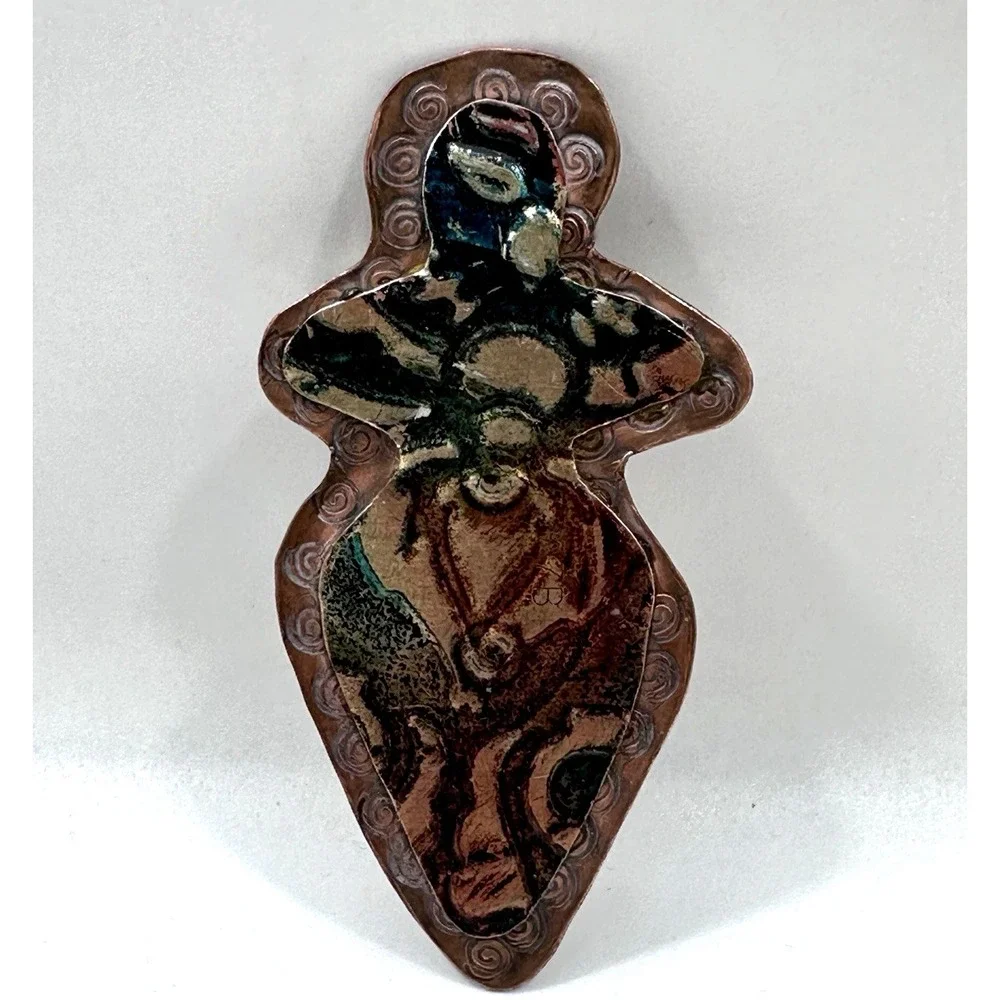 Artisan Copper Goddess Brooch & Pendant - Handmade